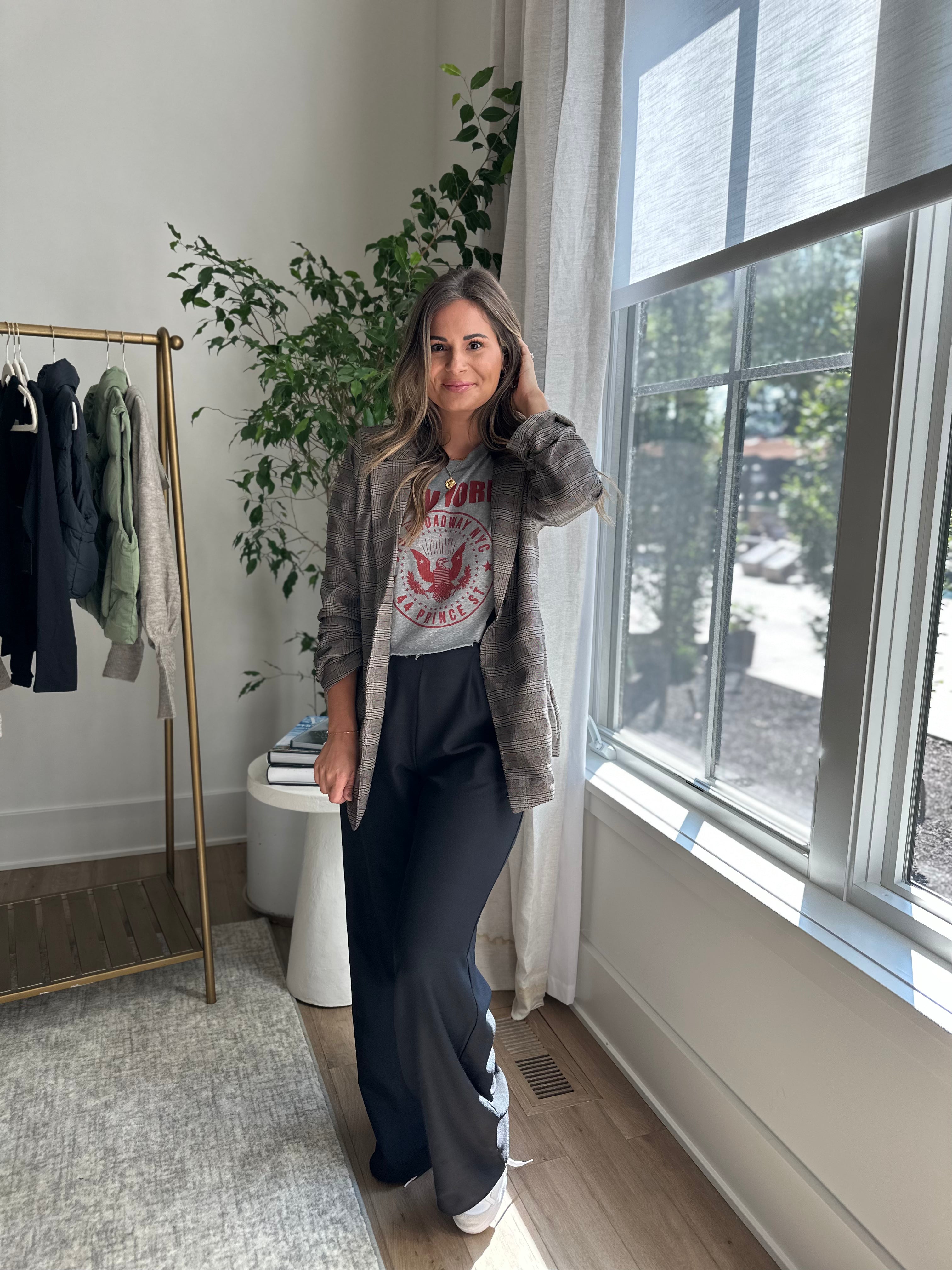 Black Wide Leg High Waisted Trousers
