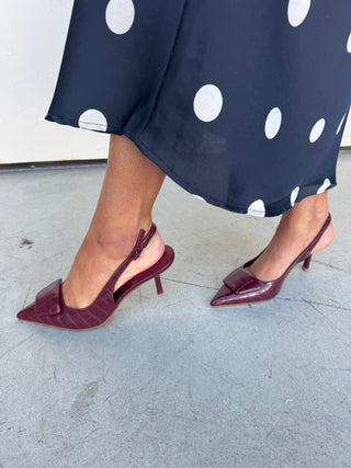 Wine Red Slingback Kitten Heel