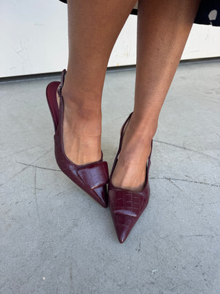 Wine Red Slingback Kitten Heel