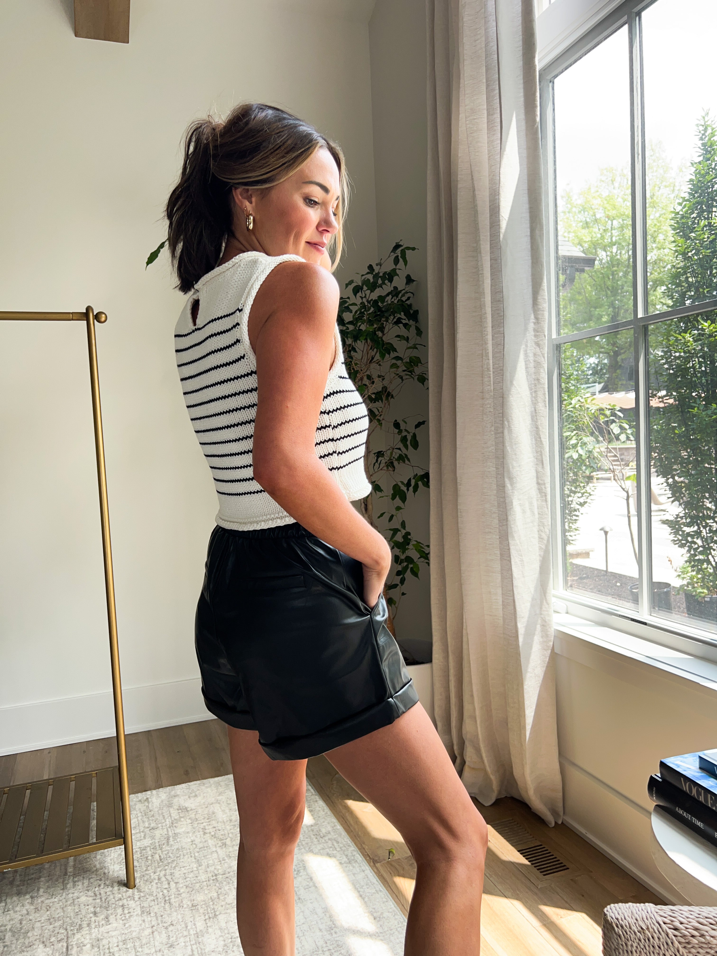 Black Faux Leather Shorts