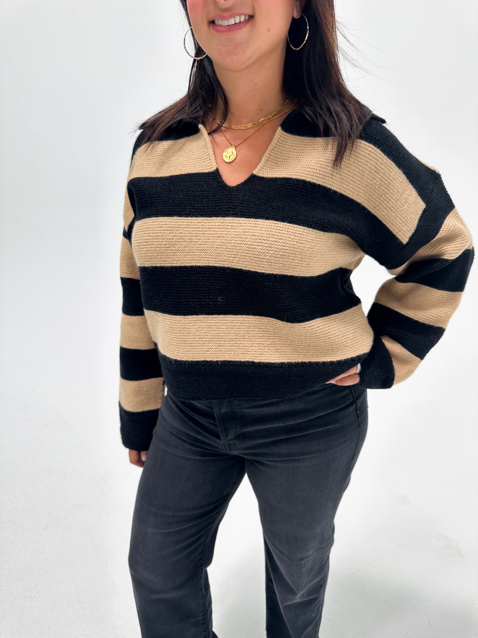 Striped Sweater with Collar
