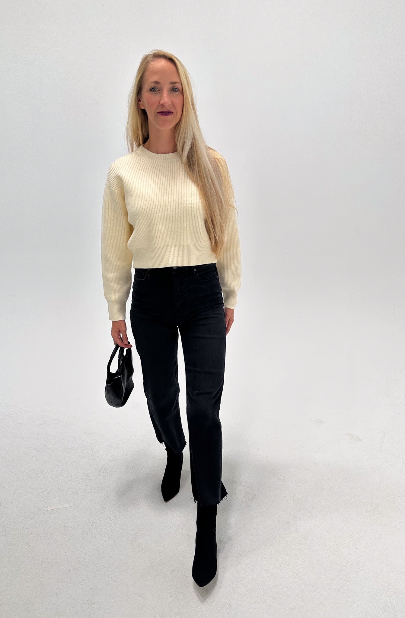 The Cream Dolman Sleeve Cropped Sweater