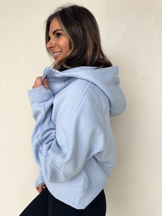 Sky Blue Quarter-Zip Hooded Pullover