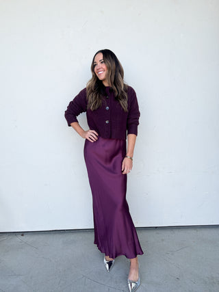 Plum Satin Maxi Skirt