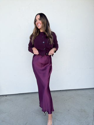 Plum Satin Maxi Skirt