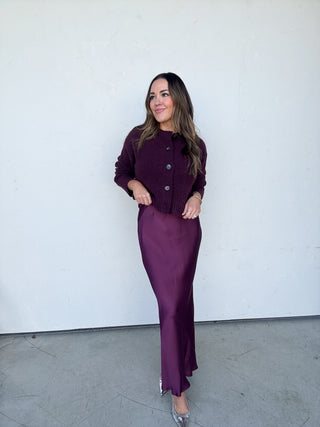 Plum Satin Maxi Skirt