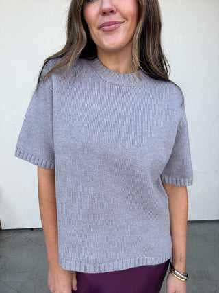 Gray Short Sleeve Sweater