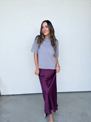 Plum Satin Maxi Skirt
