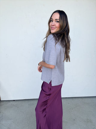 Gray Short Sleeve Sweater