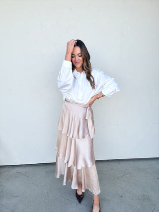 White Collared V-Neck Bodysuit