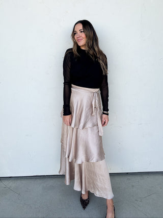 Black Mesh Draped Bodysuit