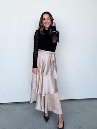 Black Mesh Draped Bodysuit