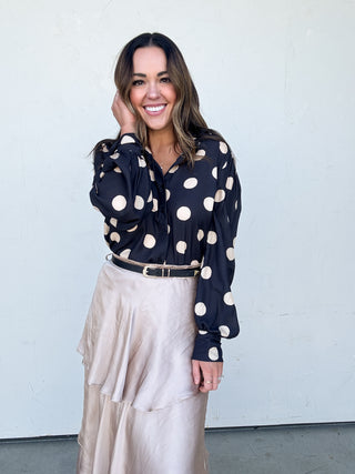 Polka Dot Button-Down Top