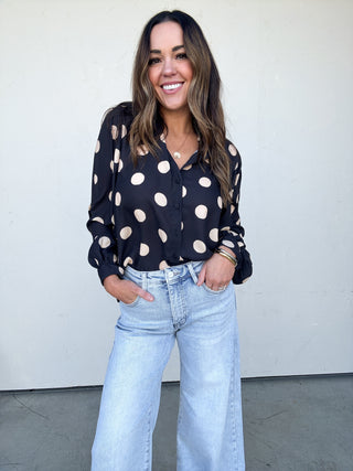 Polka Dot Button-Down Top