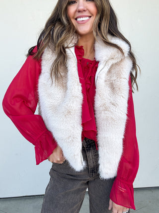 Red Sheer Ruffle Top