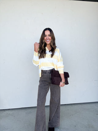 Washed Brown Wide Leg Denim