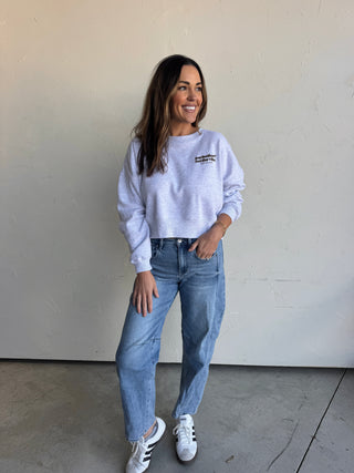 Gray Puff Print Crewneck Sweatshirt