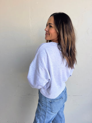 Gray Puff Print Crewneck Sweatshirt