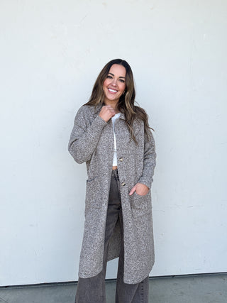 Brown Longline Knit Coatigan