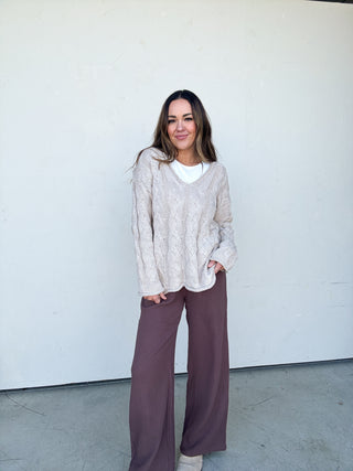 Brown Textured Shirt and Pant Set