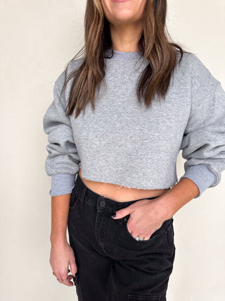 Heather Gray Cropped Crewneck Sweatshirt