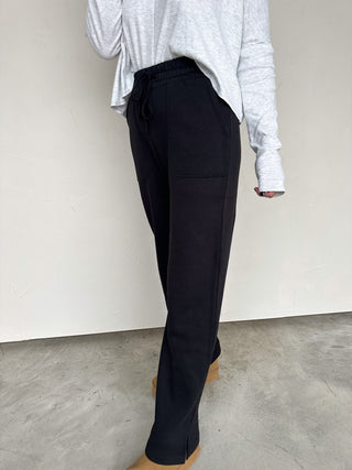 Black High-Waisted Drawstring Loungewear Pant