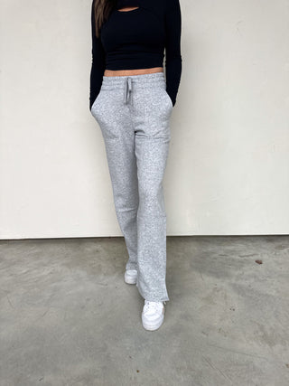 Gray High-Waisted Drawstring Loungewear Pant