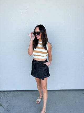 Taupe and Ivory Striped Tank
