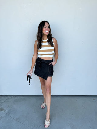 Taupe and Ivory Striped Tank