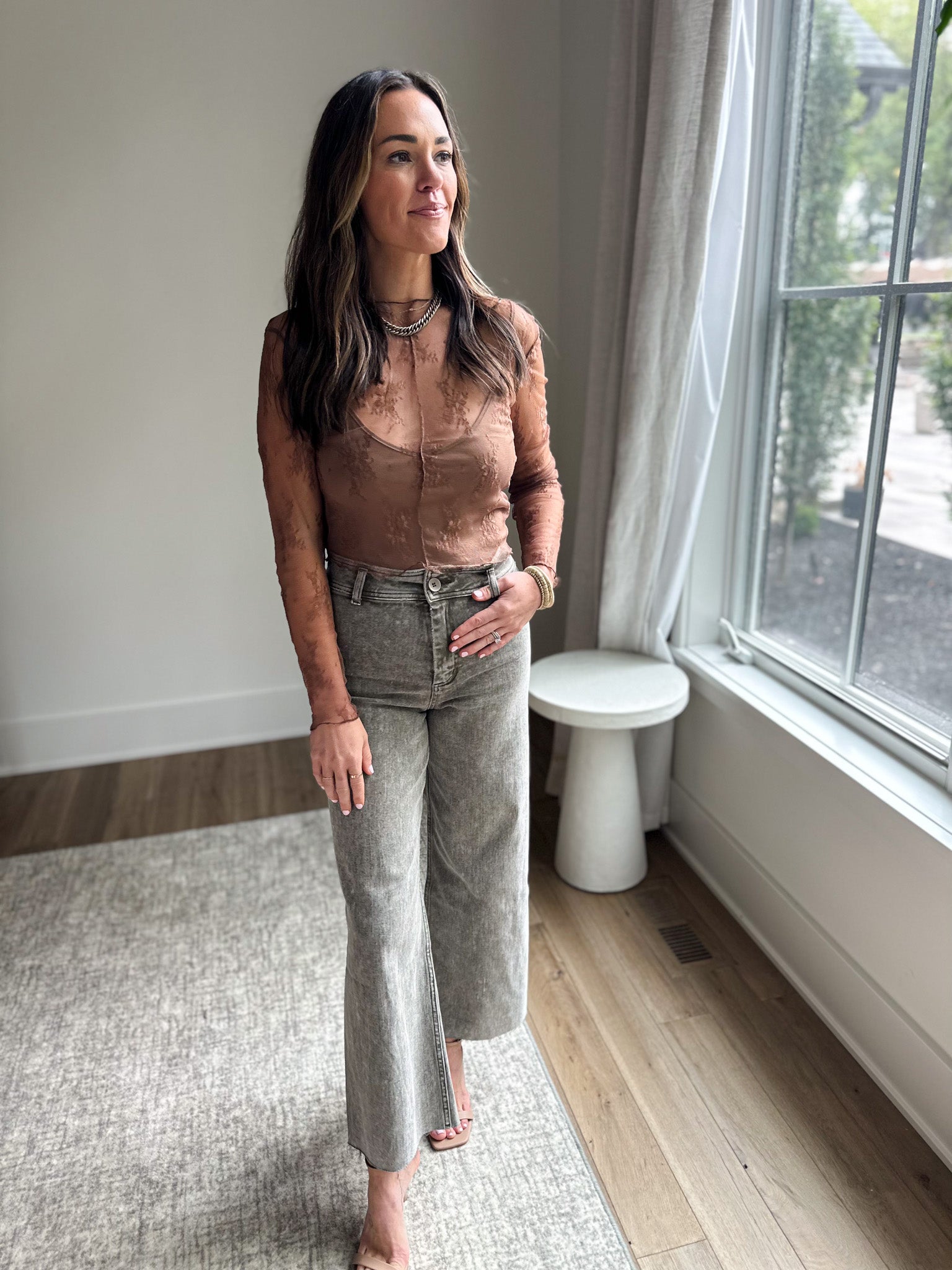Brown Lace Top with Tank