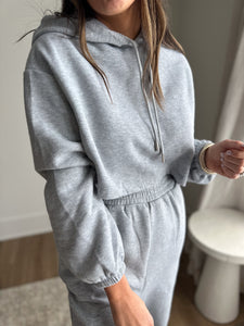 Heather Gray Cropped Hoodie/Sweatpants Set