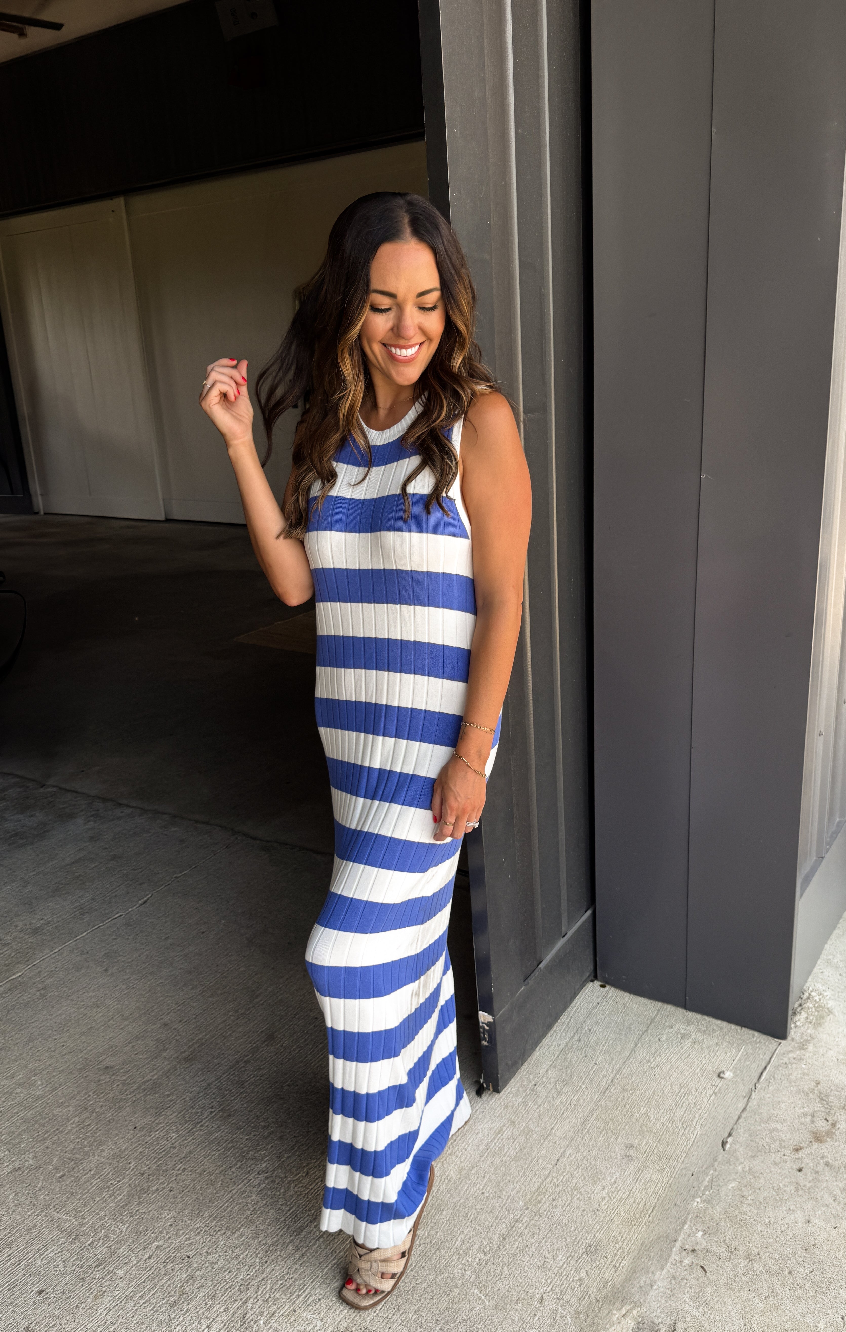 Blue/White Striped Maxi Dress - | Coco The Shop Large Blue/White Striped Maxi Dress - | Coco The Shop Large