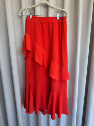 Orange Ruffle Skirt with Slit - Small