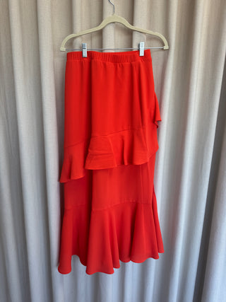 Orange Ruffle Skirt with Slit - Small