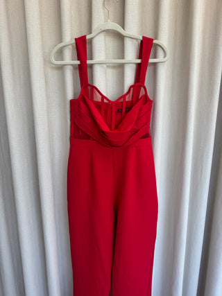 Red Satin Jumpsuit - Medium - Never Worn
