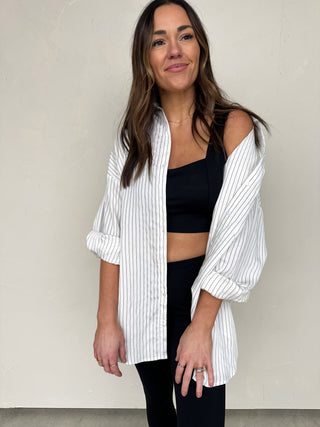 Oversized Striped Button-Down Shirt