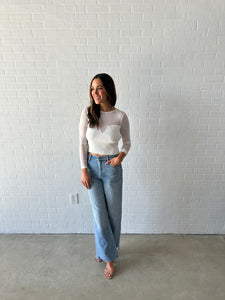 White Mesh Sweetheart Ribbed Body Top