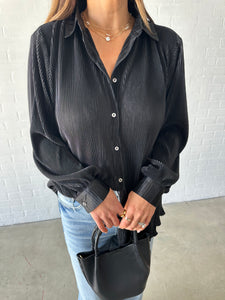 Black Textured Button Down Shirt