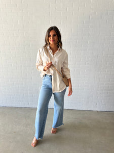 Champagne Satin Button-Down
