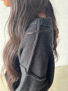 Black Relaxed Crewneck Sweater