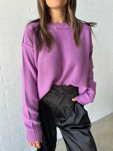 Plum Relaxed Crewneck Sweater