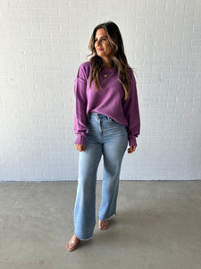 Plum Relaxed Crewneck Sweater