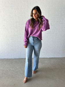 Plum Relaxed Crewneck Sweater