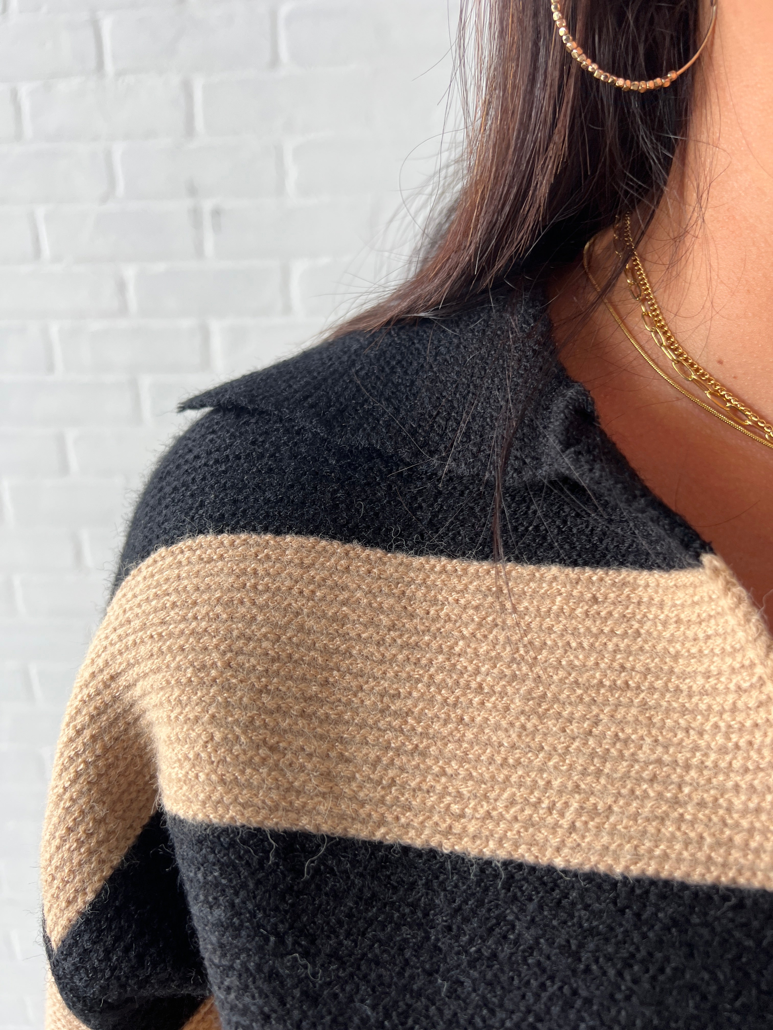 Striped Sweater with Collar