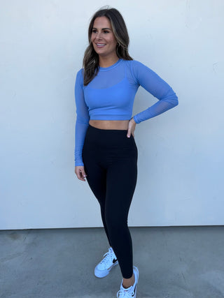 Blue Mesh Long-Sleeve with Lining