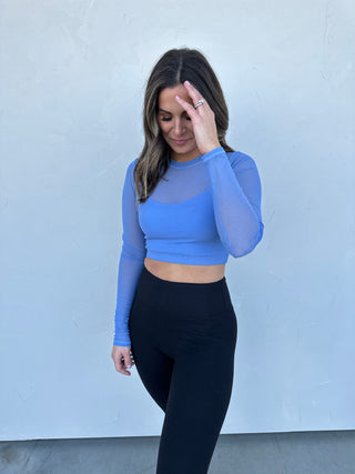 Blue Mesh Long-Sleeve with Lining