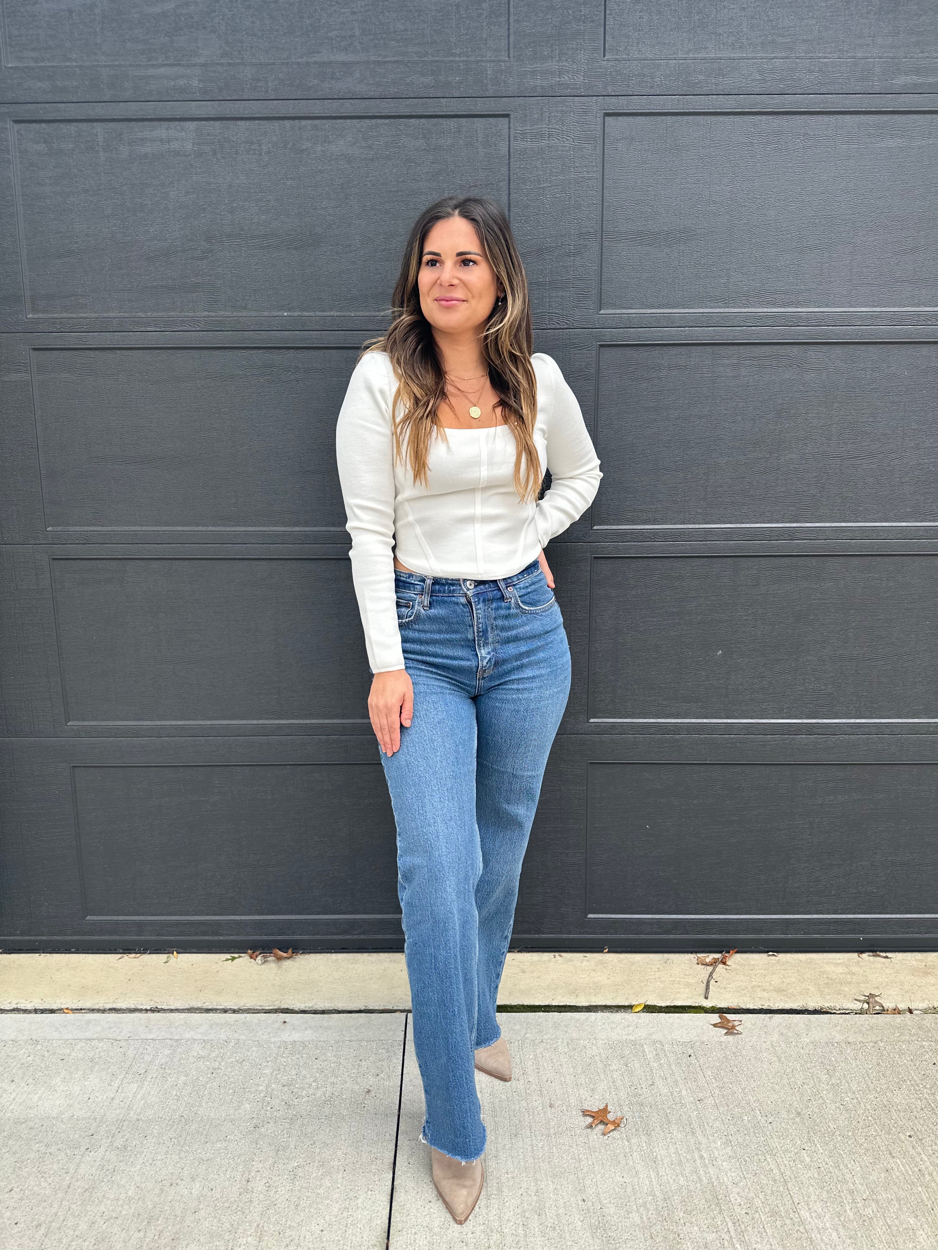 Ivory Square Neck Fitted Top