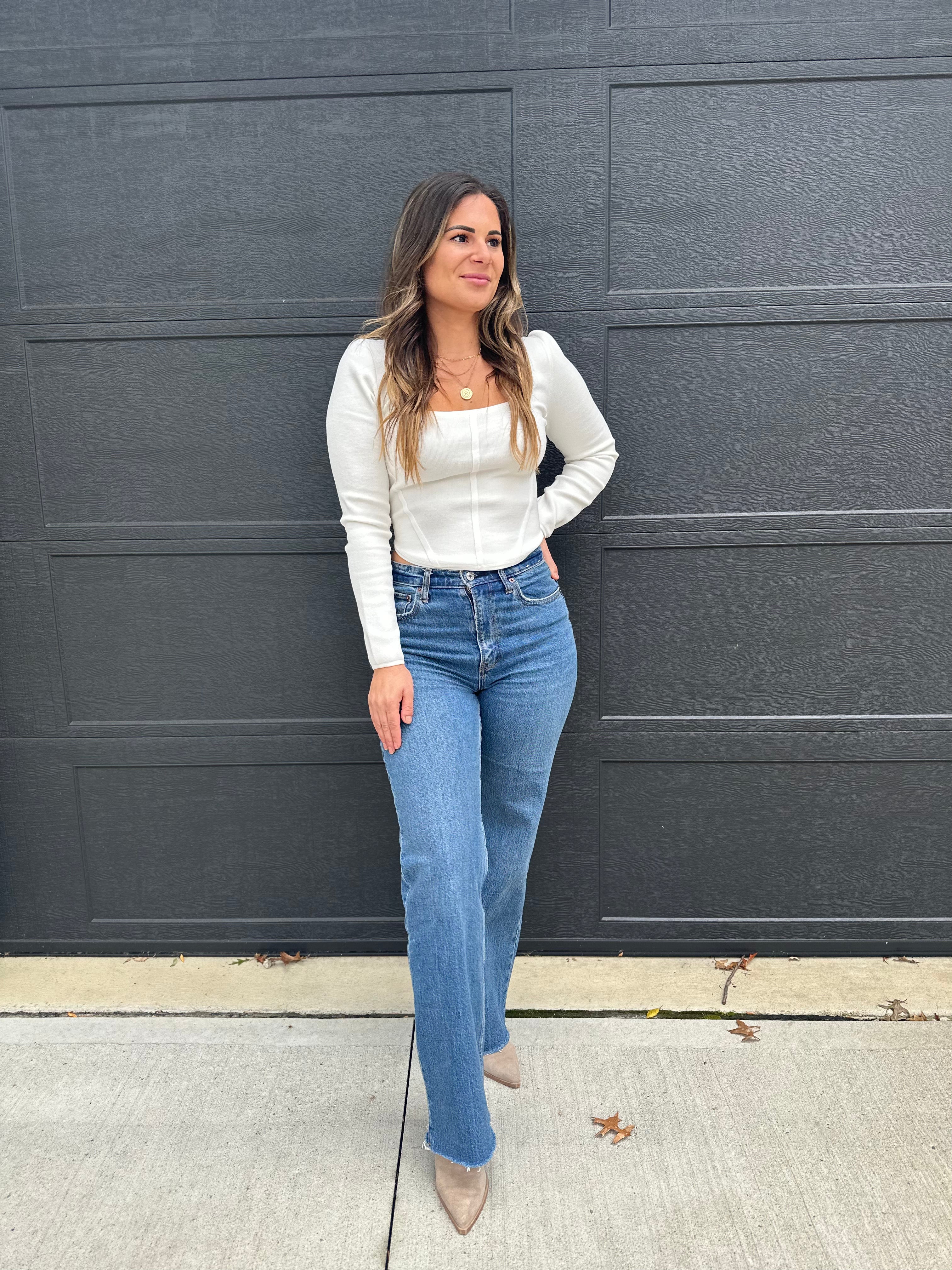 Ivory Square Neck Fitted Top