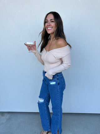 Off-Shoulder Sweater with Zipper - Medium - Never Worn
