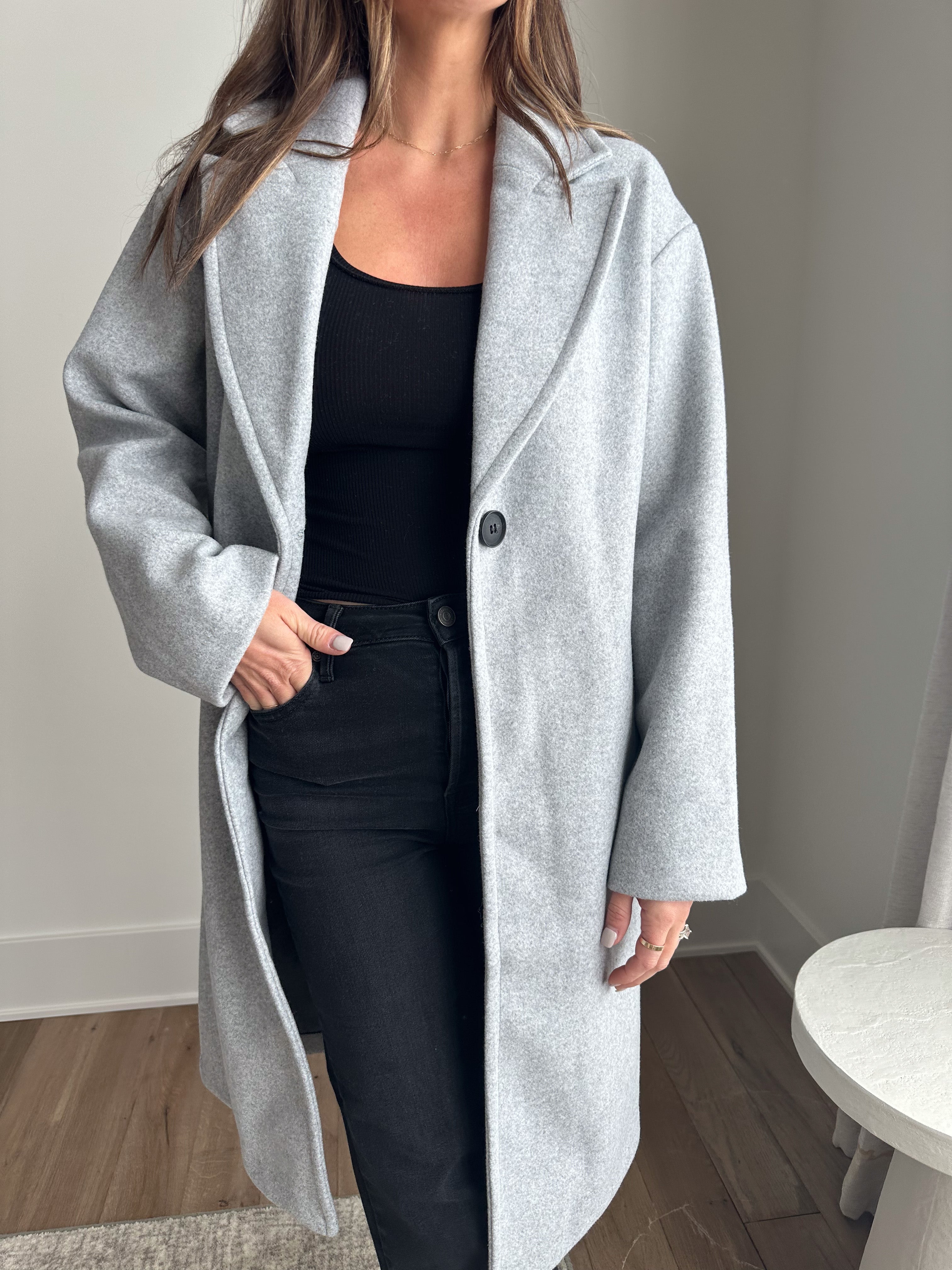 Heather Gray Trench-Style Jacket